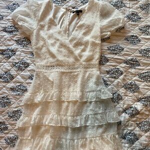 City Studio White Ruffle Mini Dress